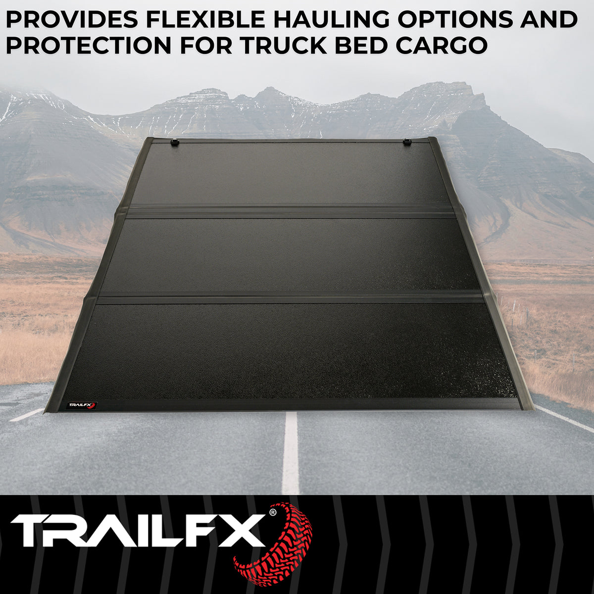 TrailFX Tonneau Cover For Dodge, Ram Trucks - Hard Tri Fold Low Profile Lockable Using Tailgate Handle (TFX2521)