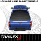 TrailFX Tonneau Cover For Ford, Mazda Trucks - Soft Tri-Fold Non-Lockable Black Vinyl With Aluminum Rails (TFX3009)