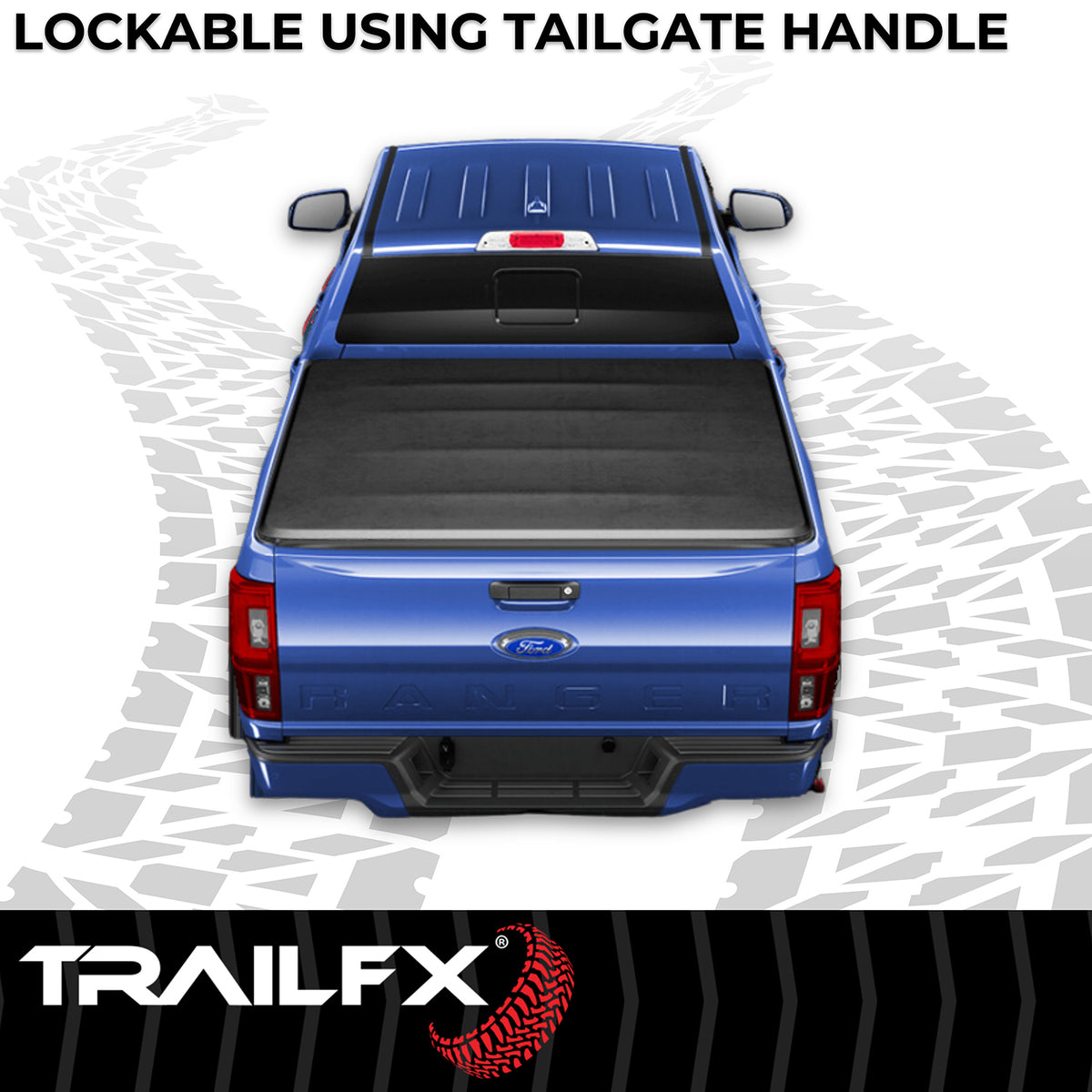 TrailFX Tonneau Cover For Ford Ranger - Non-Lockable, Black Vinyl With Aluminum Rails (TFX3317)