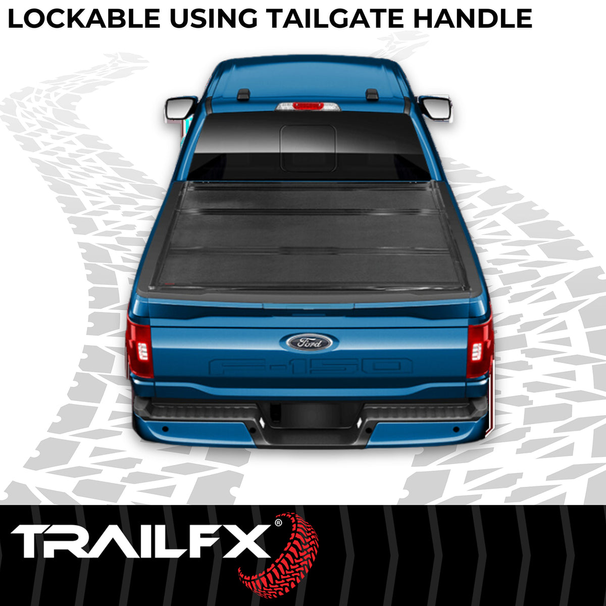 TrailFX Tonneau Cover For Ford F-150, Lincoln Mark LT - Hard Tri Fold Non-Lockable Black Aluminum With Carpeted (TFX3702)