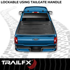 TrailFX Tonneau Cover For Ford F-150 - Hard Tri Fold Non-Lockable Black Aluminum With Carpeted (TFX3704)