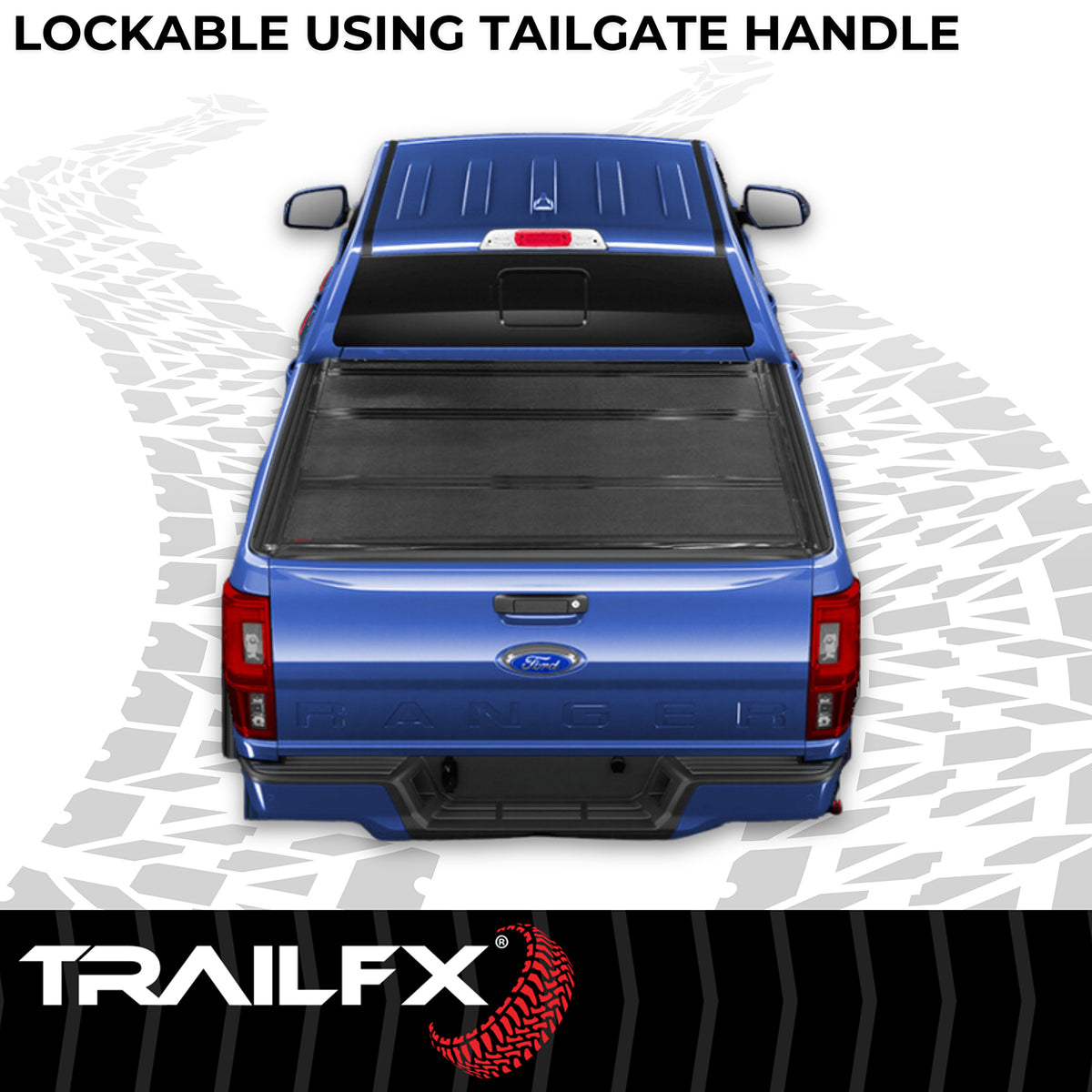 TrailFX Tonneau Cover For Ford Ranger - Non-Lockable, Black, Aluminum, With Carpeted Under Panels (TFX3707)