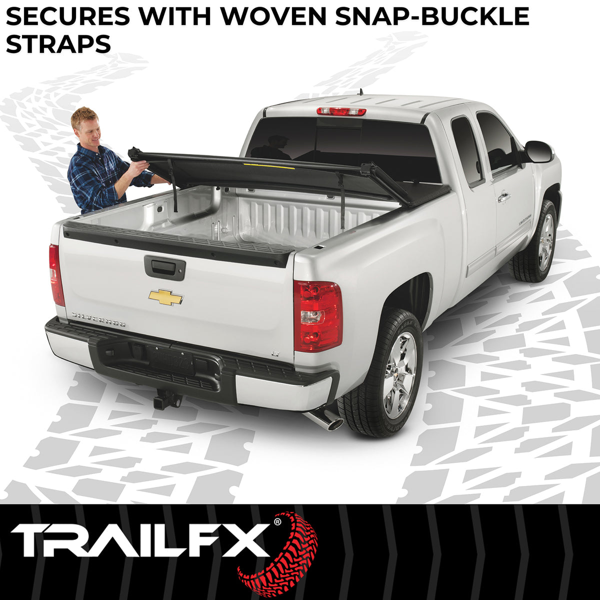 TrailFX Tonneau Cover For Toyota Tacoma - Soft Tri-Fold Non-Lockable Black Vinyl With Aluminum Rails (TFX5001)