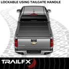 TrailFX Tonneau Cover For Toyota Tundra - Hard Tri Fold Non-Lockable Black Aluminum With Carpeted (TFX5704)
