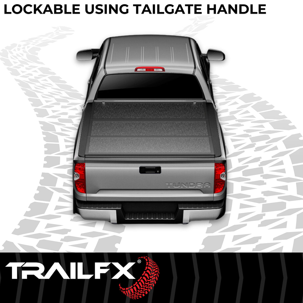 TrailFX Tonneau Cover For Toyota Tundra - Hard Tri Fold Non-Lockable Black Aluminum With Carpeted (TFX5705)