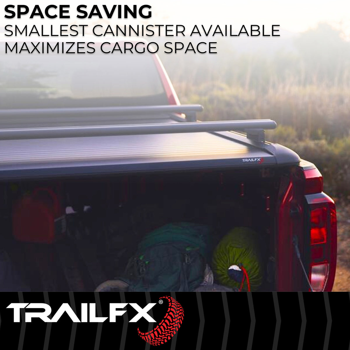 TrailFX Tonneau Cover For Chevrolet Silverado 1500, GMC Sierra 1500 - Manual Retractable, Key Lockable, Black Matte Powder (TFX6002)