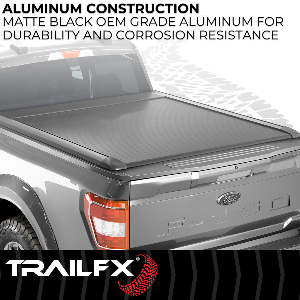 TrailFX Tonneau Cover For Ram 1500 - Manual Retractable, Key Lockable, Black Matte Powder (TFX6006)