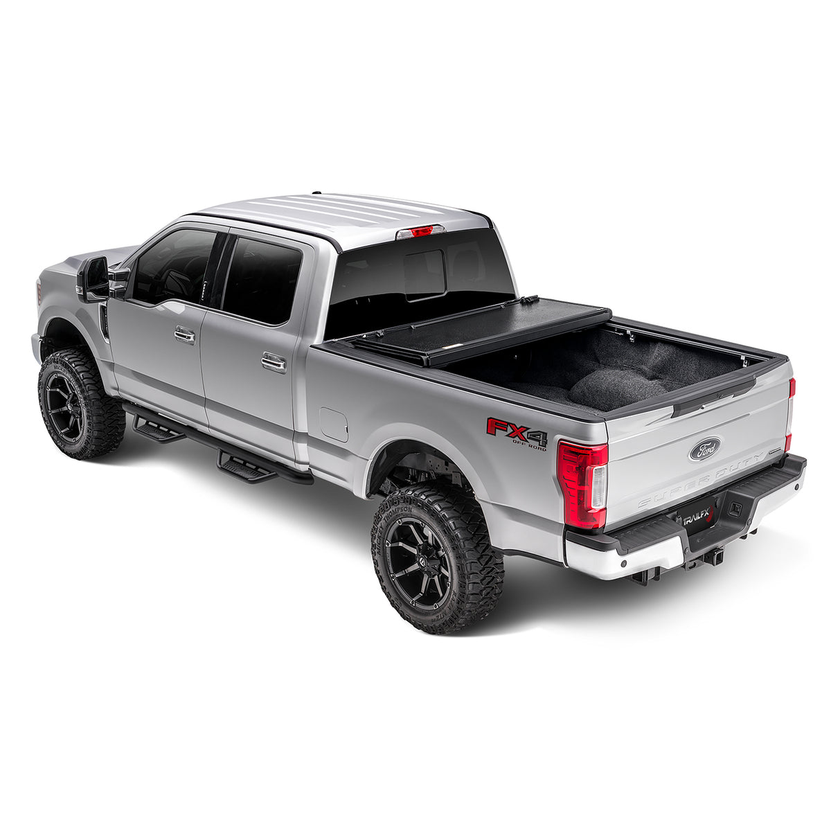 TrailFX Tonneau Cover For Ford F-250 Super Duty, Ford F-350 Super Duty - 3 Folds/ 3 Panels, 3 Riding Positions, Lockable, Gloss (TFX8004)