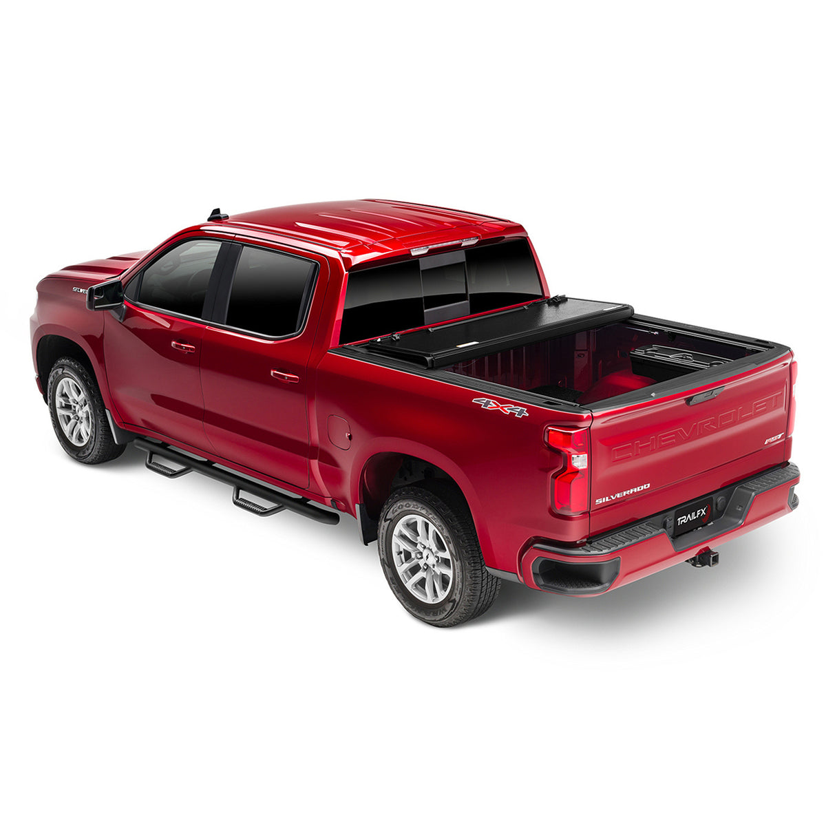 TrailFX Tonneau Cover For Chevrolet Colorado, GMC Canyon - 3 Folds/ 3 Panels, 3 Riding Positions, Lockable, Gloss (TFX8008)