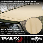 TrailFX Portable Awning - Manual, 8 Foot Length x 8 Foot Extension, With Aluminum (AWN003)
