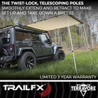 TrailFX Portable Awning - Manual, 8 Foot Length x 8 Foot Extension, With Aluminum (AWN003)