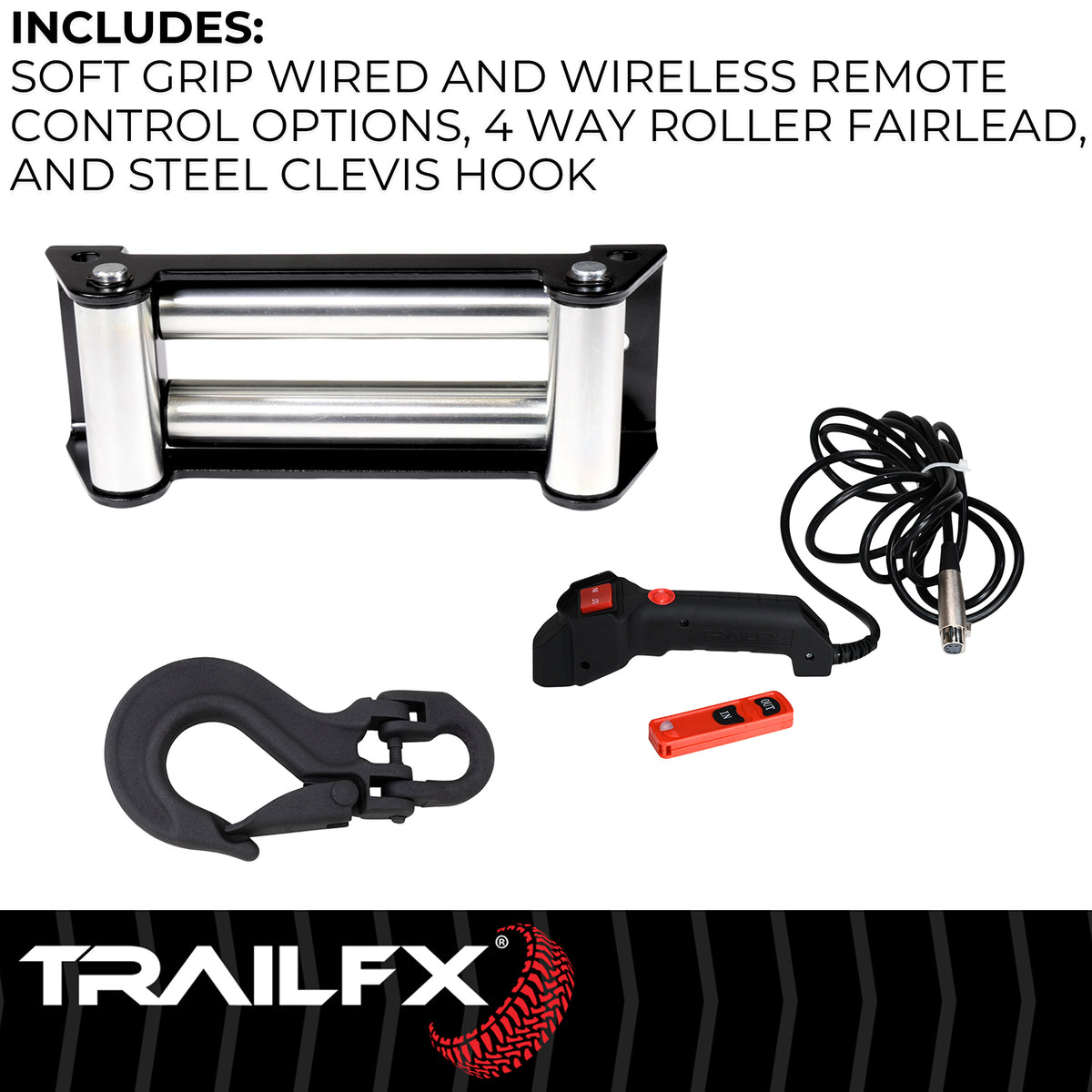 TrailFX Winch - 12 Volt Electric, 12000 Pound Line Pull Capacity, 94 Foot (WR212B)