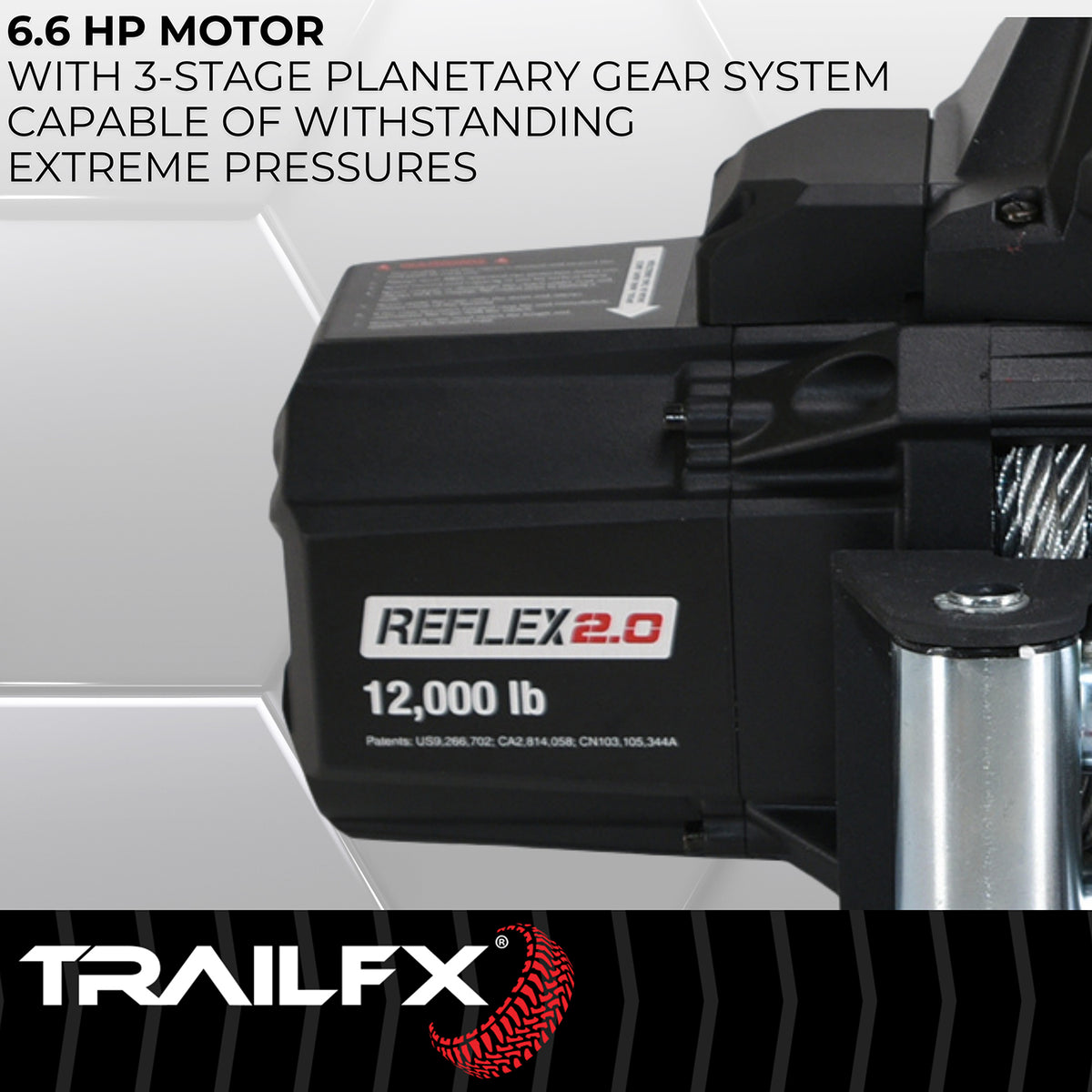 TrailFX Winch - 12 Volt Electric, 12000 Pound Line Pull Capacity, 94 Foot (WR212B)