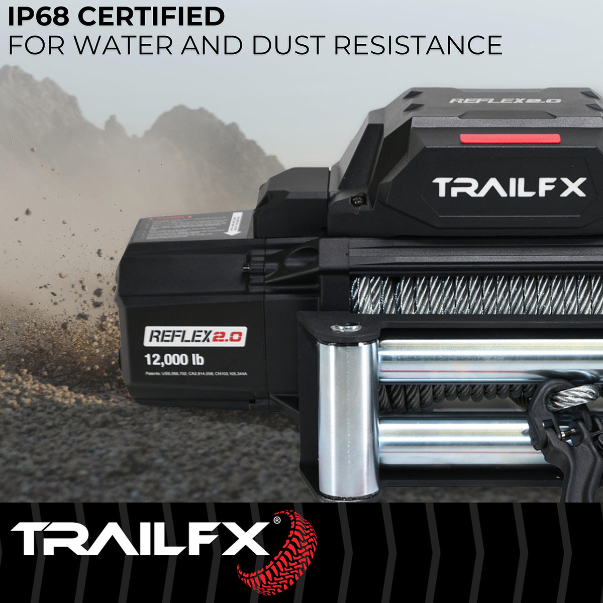 TrailFX Winch - 12 Volt Electric, 12000 Pound Line Pull Capacity, 94 Foot (WR212B)