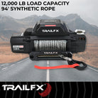 TrailFX Winch - 12 Volt Electric, 12000 Pound Line Pull Capacity, 94 Foot (WRS212B)