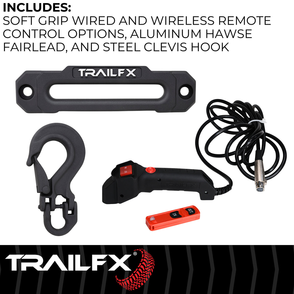 TrailFX Winch - 12 Volt Electric, 12000 Pound Line Pull Capacity, 94 Foot (WRS212B)