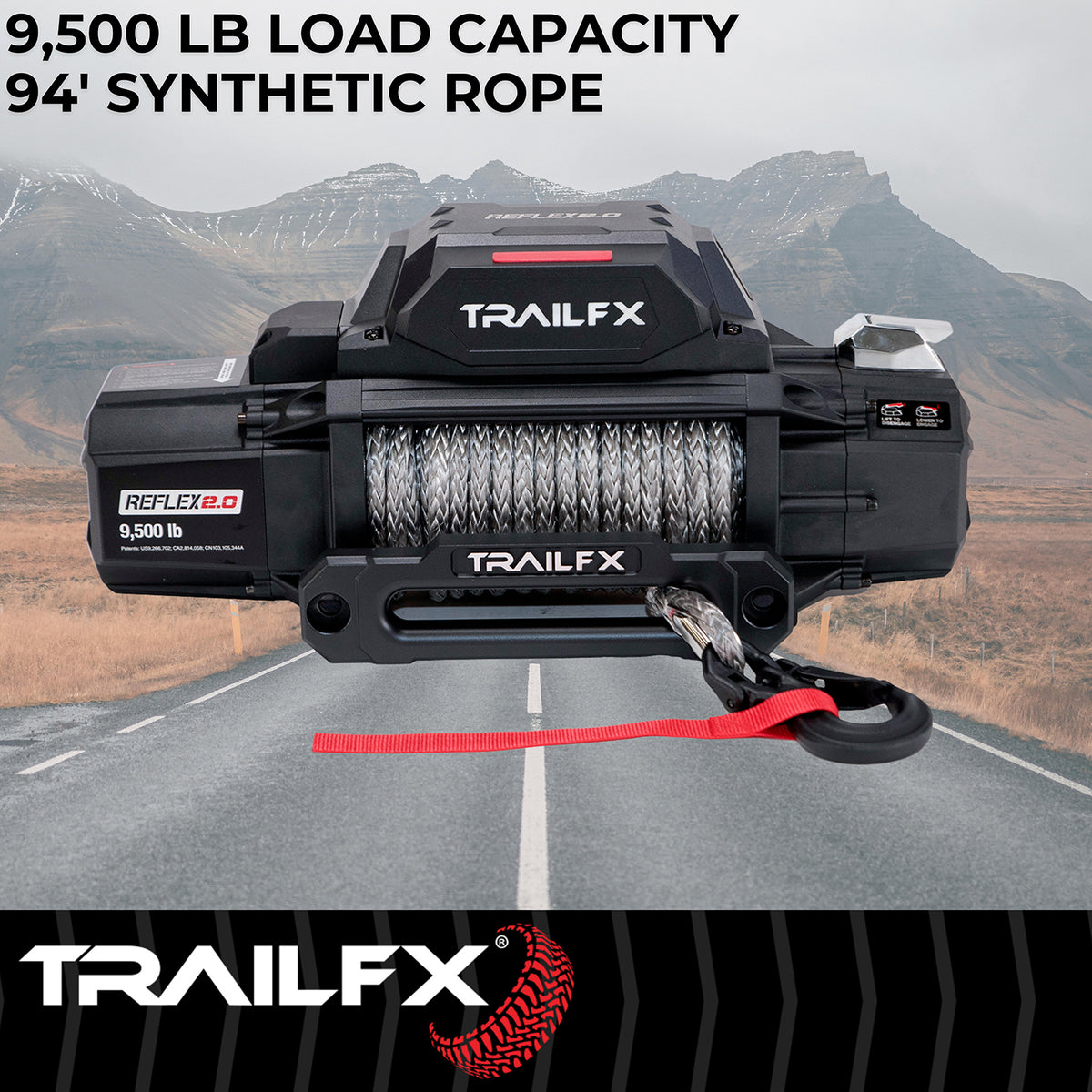 TrailFX Winch - 12 Volt Electric, 9500 Pound Line Pull Capacity, 94 Foot (WRS295B)