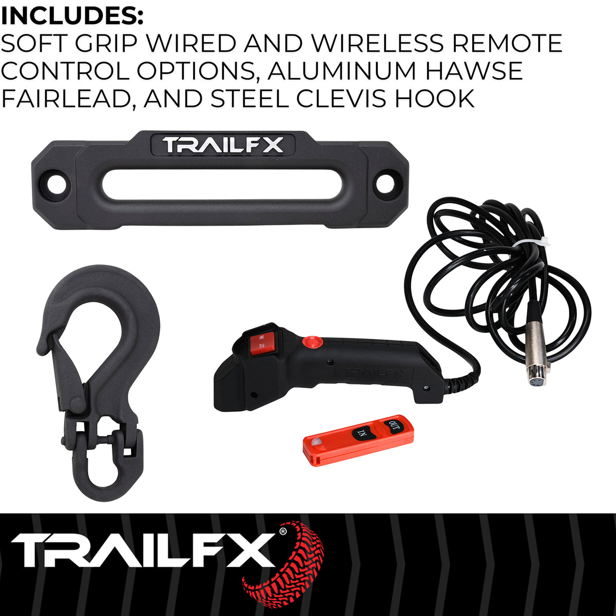 TrailFX Winch - 12 Volt Electric, 9500 Pound Line Pull Capacity, 94 Foot (WRS295B)