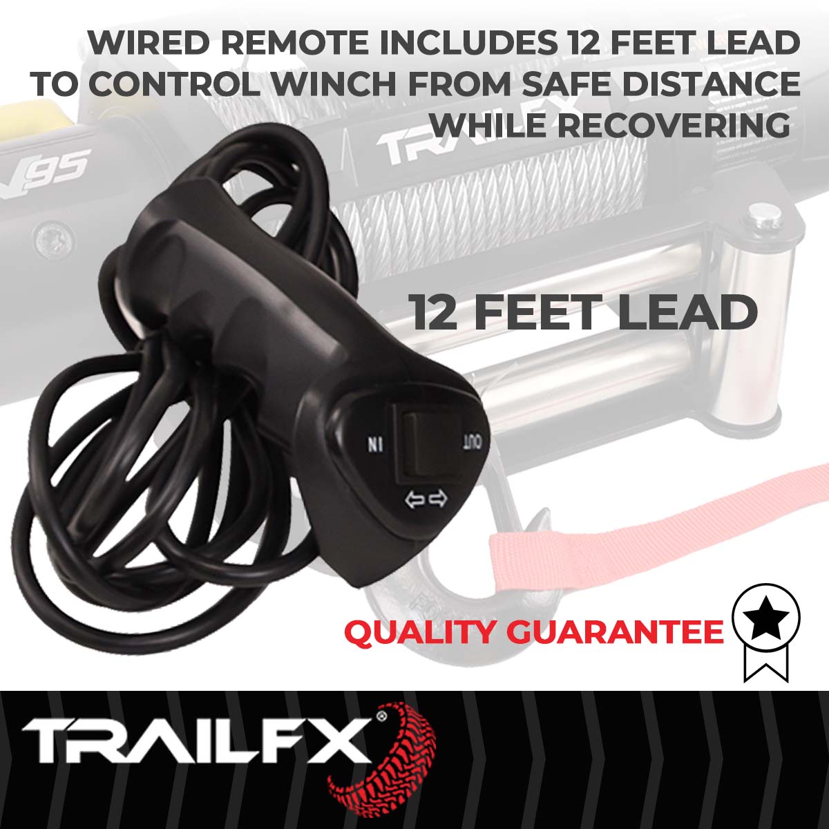TrailFX Winch - 12 Volt Electric, 9500 Pound Line Pull Capacity, 94 Foot (WXV95B)