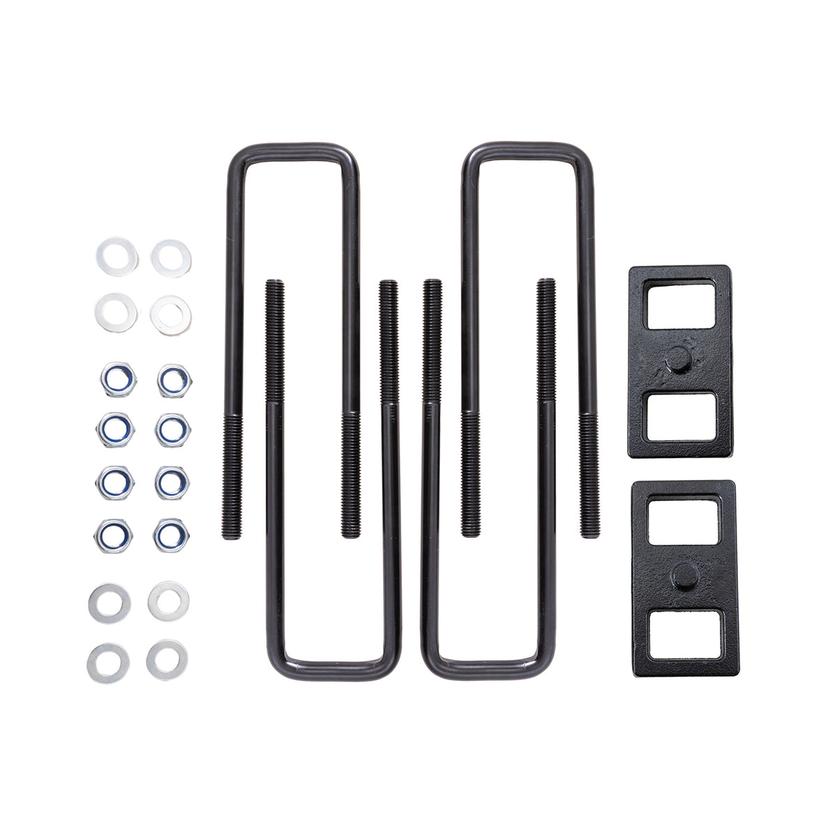 TrailFX Suspension Leaf Spring Block Kit For Chevrolet Silverado 2500 HD, GMC Sierra 2500 HD - With Two Rear Blocks/ Four U-Bolts/ Hardware (BUG03)