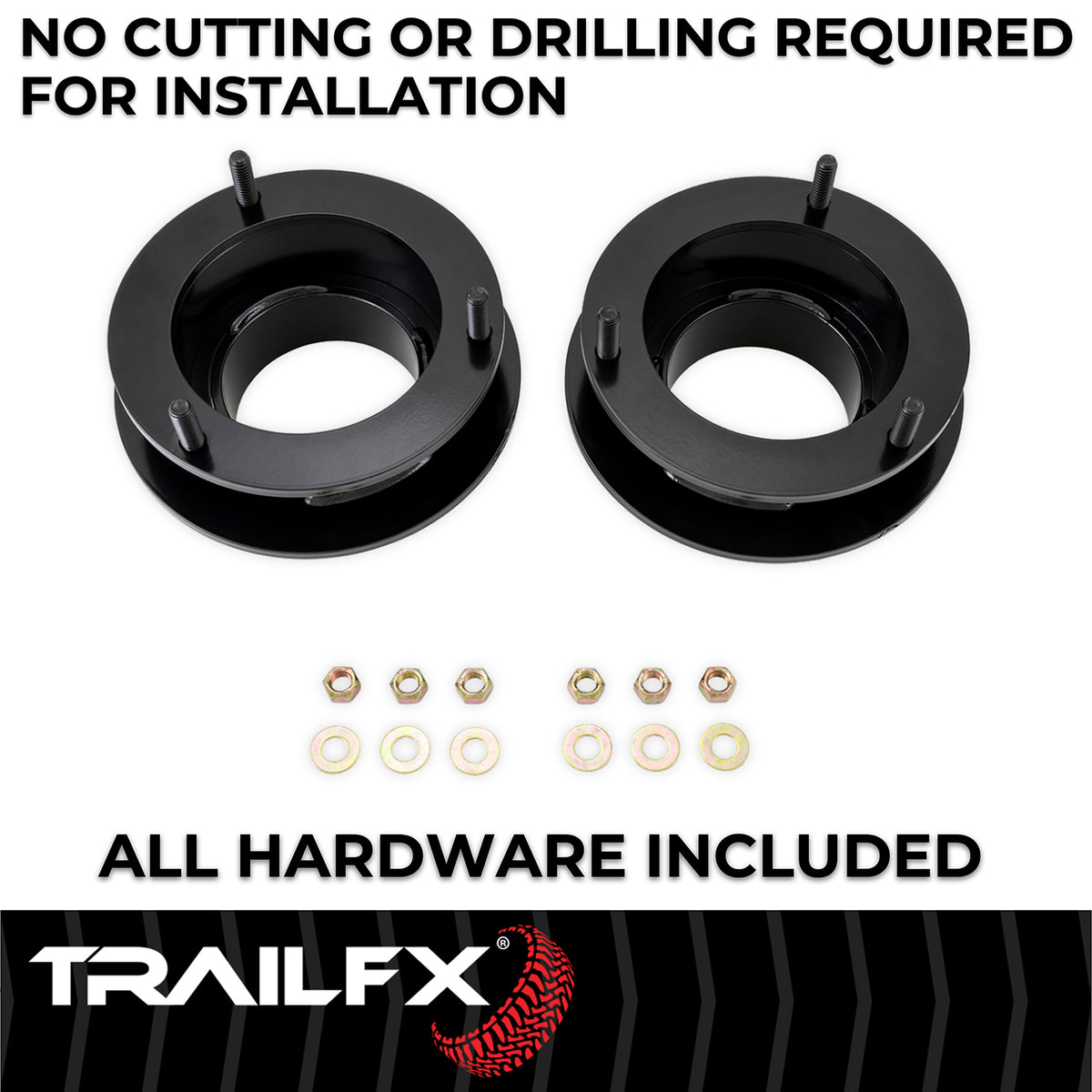 TrailFX Suspension Leveling Kit For Dodge, Ram Trucks - 1-3/4 Inch Lift, Upper Coil Spring Spacers, Steel, With (D20LL8)