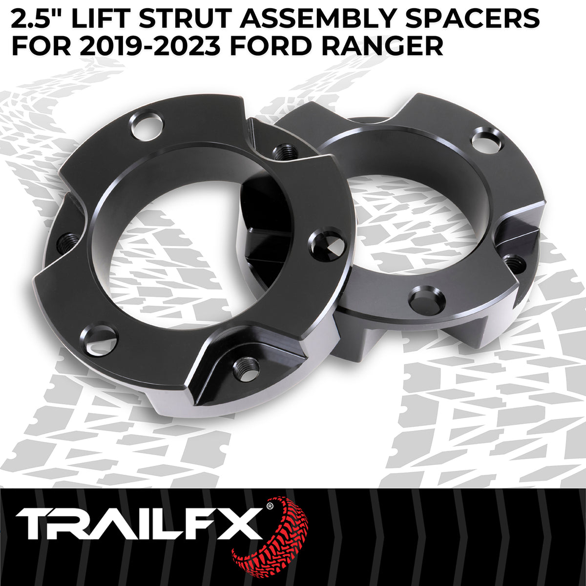 TrailFX Suspension Leveling Kit For Ford Ranger - Strut Assembly Spacers, With Spacers/ Installation Hardware (F25LL5)