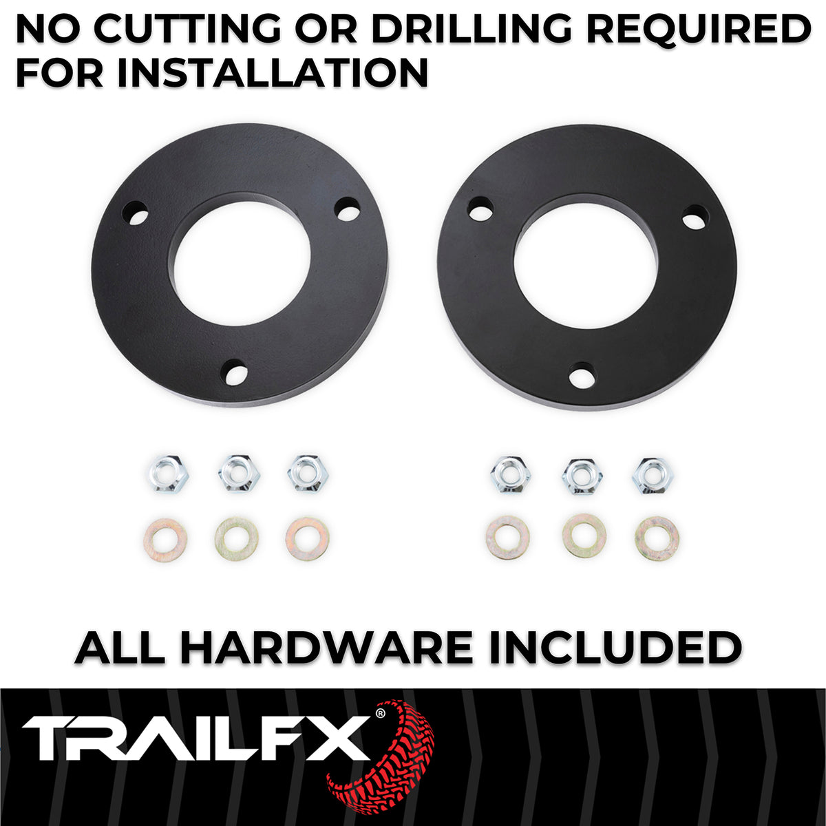 TrailFX Suspension Leveling Kit For Chevrolet Colorado, GMC Canyon - 1 Inch Lift, Upper Strut Assembly Spacers, Steel, With (G10LL1)