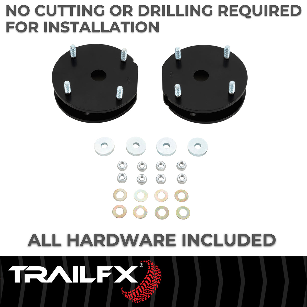 TrailFX Suspension Leveling Kit For Toyota Tundra - Strut Assembly Spacers, With Spacers/ Installation Hardware (T20LL2)