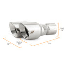 Mishimoto Dual Offset Tips 2.5in Inlet 3in Outlet Slash Cut - Polished