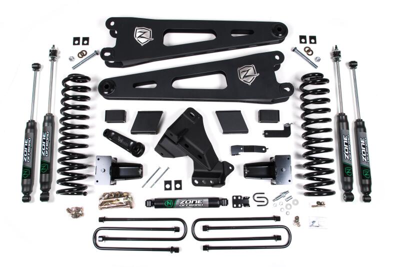 Zone Offroad 20-21 Ford F-250/F-350 4in Radius Arm Suspension Lift System- NX2 Shocks- Gas