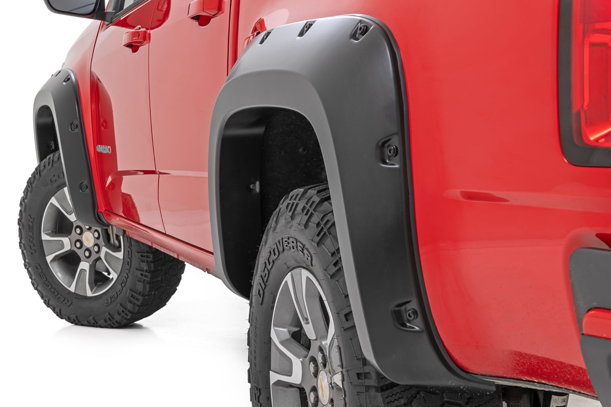 Rough Country  Pocket Fender Flares | GBA Gloss Black | Chevy Colorado 2WD/4WD (2015-2022)