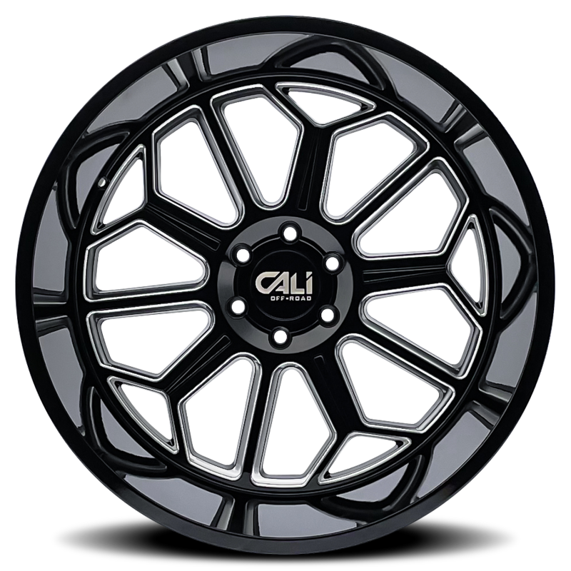 Cali Off-Road 9117 Auburn 22x12 / 6x135 BP / -51mm Offset / 87.1mm Hub Gloss Black Milled Wheel