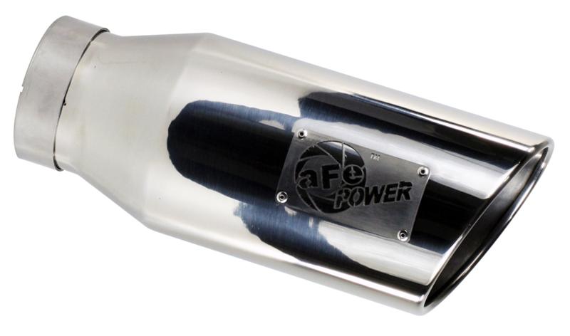 aFe POWER MACH Force-Xp 5in 304 Stainless Steel Exhaust Tip 5In x 7Out x15Lin Bolt-On Right-Blk