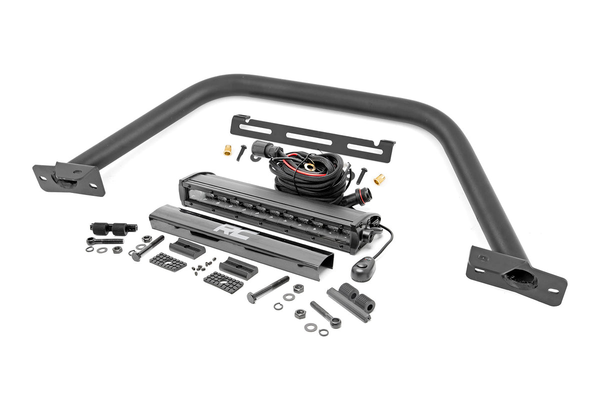 Rough Country  Safari Bar | 12" LED Light Bar | Black | Single Row | OE Modular Steel | Ford Bronco (21-26)