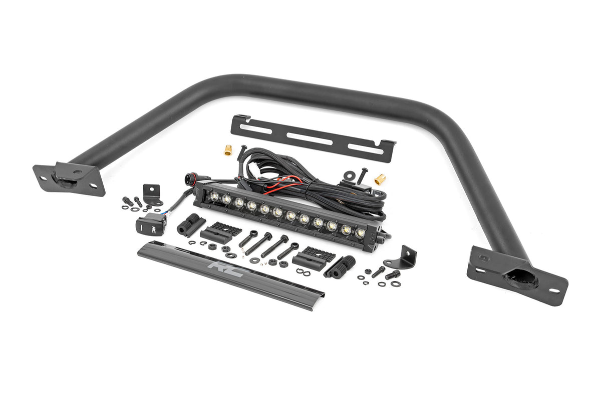Rough Country  Safari Bar | 12" LED Light Bar | Black | DRL | Single Row | OE Modular Steel | Ford Bronco (21-26)