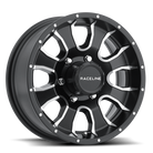 Raceline 860M Mamba 14x6in / 5x114.3 BP / 0mm Offset / 3.19mm Bore - Black & Machined Wheel