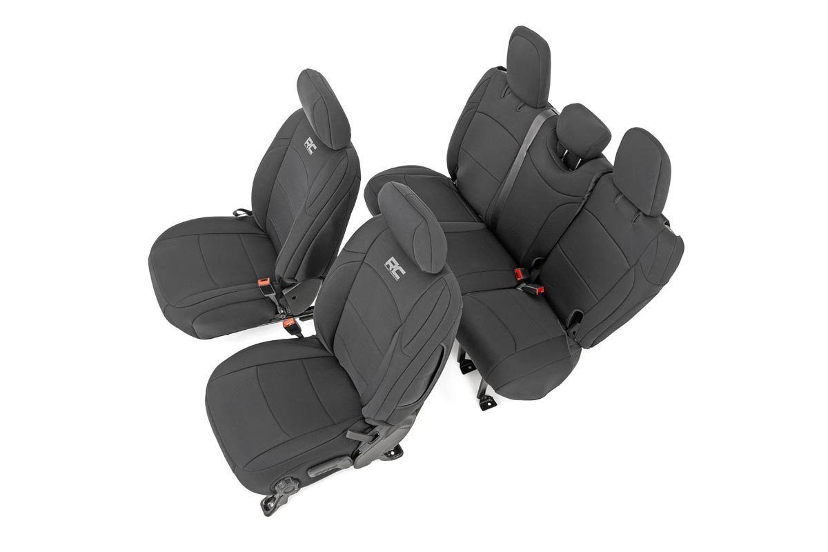 Rough Country  Seat Covers | Front and Rear w/ Armrest | Jeep Wrangler Unlimited 4WD (18-26)