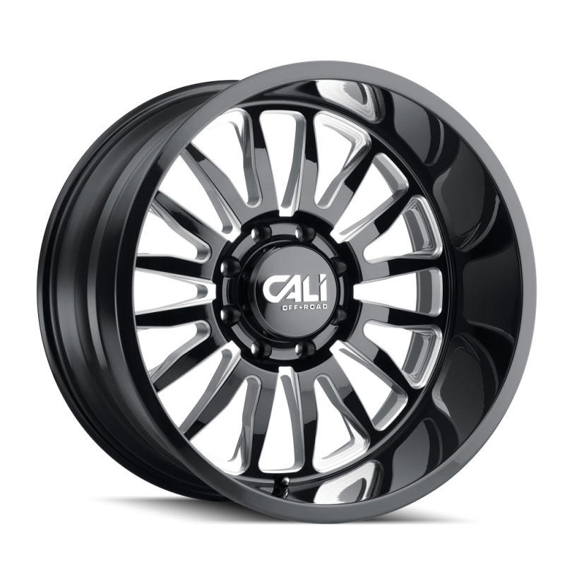 Cali Off-Road 9110 Summit 24x14 / 8x180 BP / -76mm Offset / 124.1mm Hub Gloss Black Milled Wheel