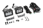 Go Rhino Xplor Bright Series Rectangle LED Spot Light Kit (Surface/Thread Stud Mnt) 4x3 - Blk (Pair)