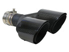 aFe Takeda 2.5in 304 Stainless Steel Clamp-on Exhaust Tip Driver side 2.5in Inlet 4in Dual-Carbon