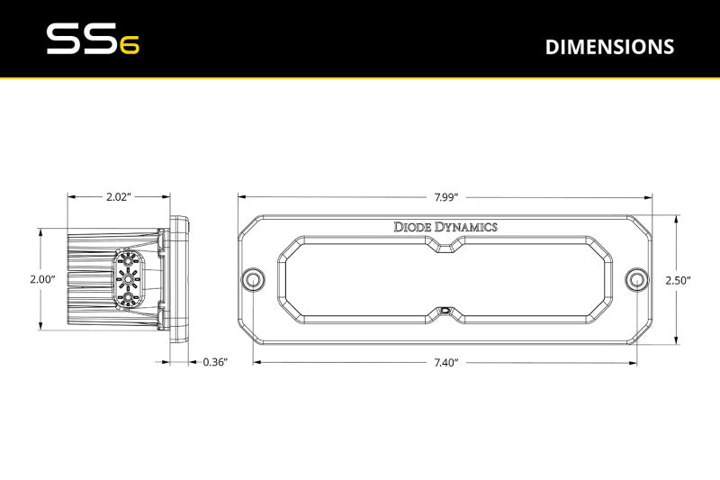 Diode Dynamics SS6 Pro Yellow Combo Flush ABL (single) 3000K