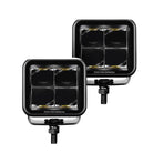 Go Rhino Xplor Blackout Series Cube LED Spot Light Kit (Surface/Threaded Stud Mnt) 2x2 - Blk (Pair)