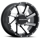 Raceline A82M Twist 14x7in / 4x137 BP / 10mm Offset / 110.2mm Bore - Black & Machined Wheel