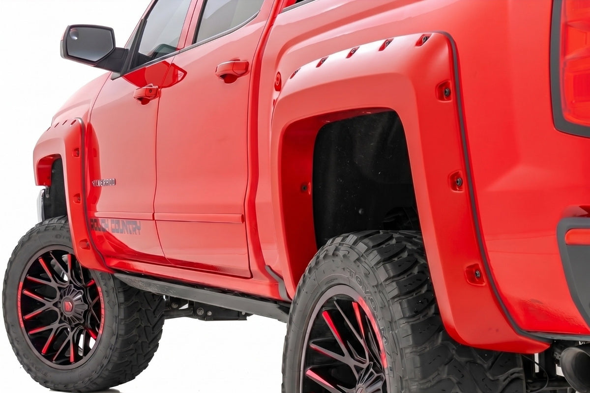 Rough Country  Pocket Fender Flares | 5'9" Bed | GCN Victory Red | Chevy Silverado 1500 (14-18 & Classic)