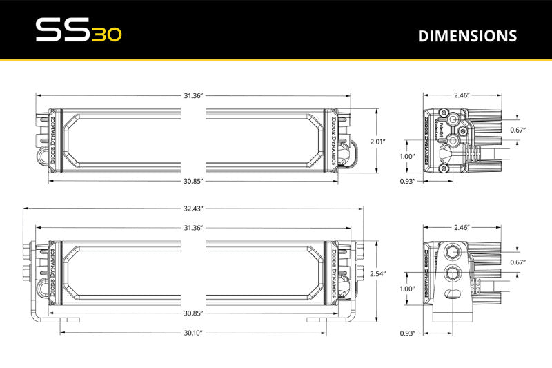 Diode Dynamics SS30 Pro Yellow Spot Standard ABL (one)