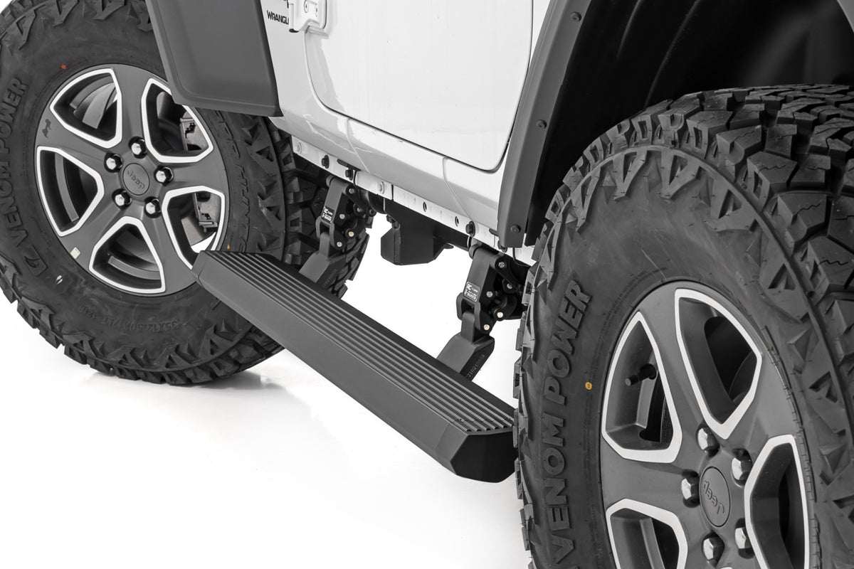 Rough Country  Power Running Boards | Dual Electric Motor | 2 Door | Jeep Wrangler JL (18-26)