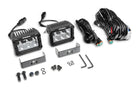 Go Rhino Xplor Bright Series Rectangle LED Spot Light Kit (Surface/Thread Stud Mnt) 4x3 - Blk (Pair)