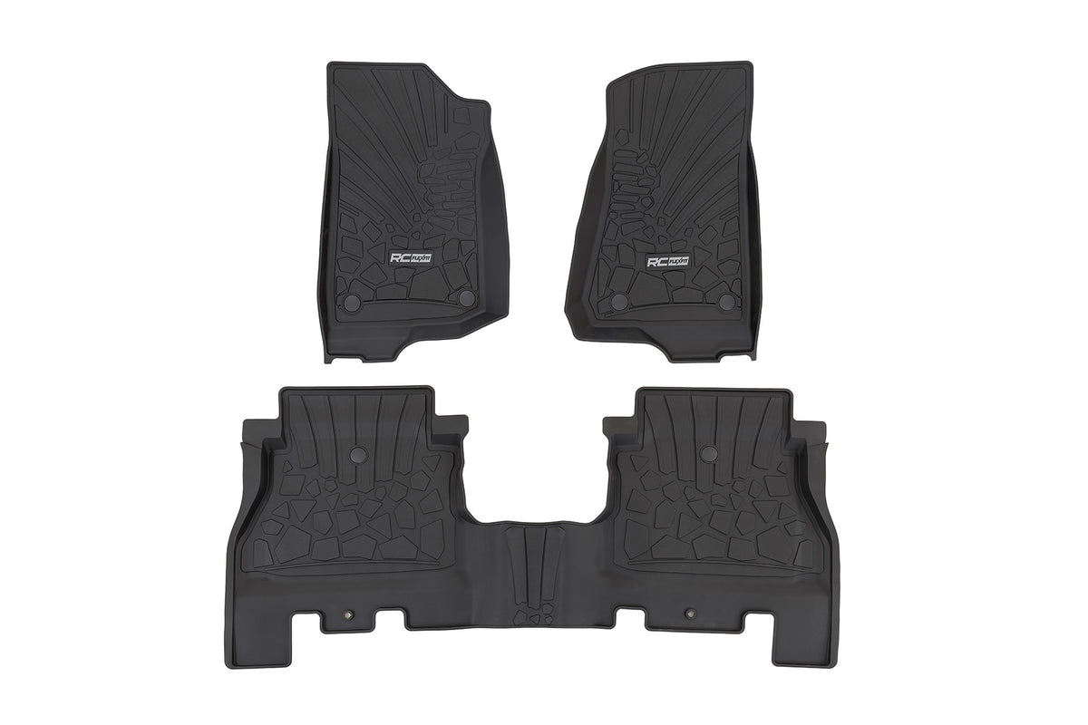 Rough Country Flex Fit Floor Mats | FR & RR | 4 Door | Jeep Wrangler Unlimited 4WD (18-26)