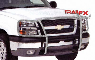TrailFX Grille Guard For Ford F-250 Super Duty, Ford F-350 Super Duty - Polished Stainless Steel With Brush Guard Without Skid (E0032S)