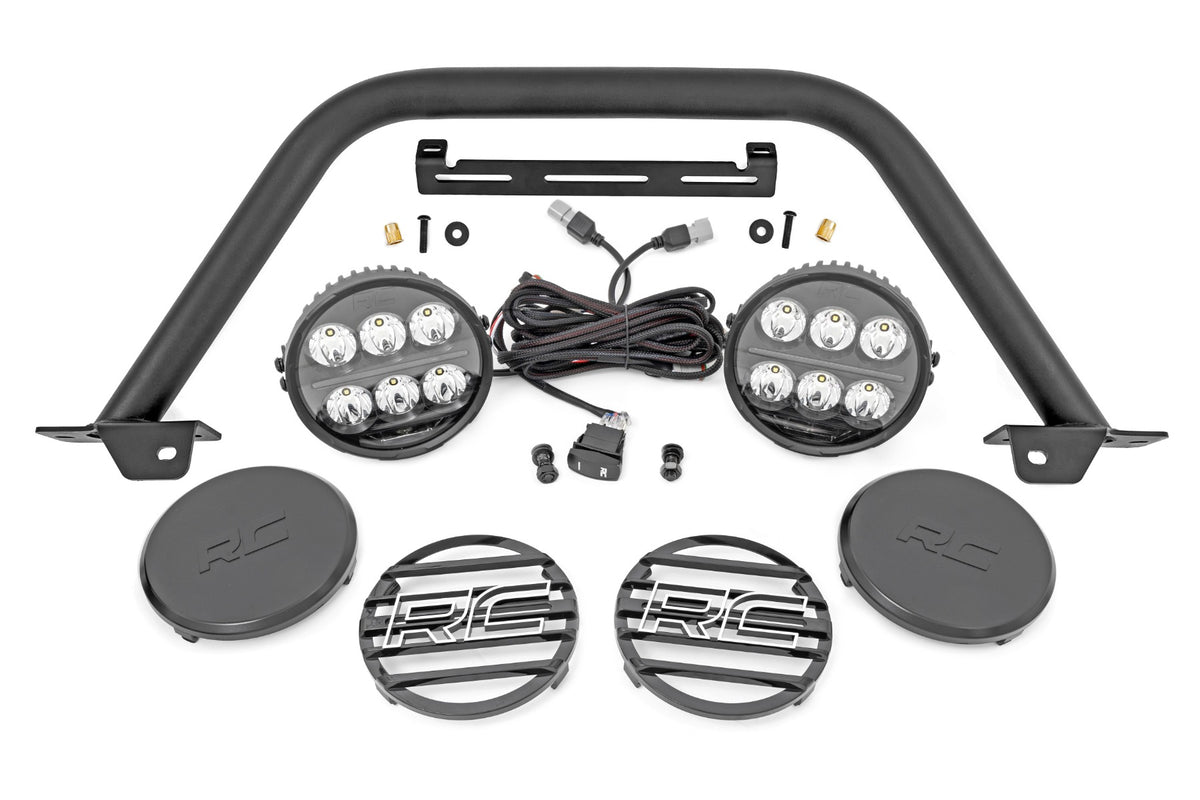 Rough Country  Safari Bar | 6.5 Inch Round LED | OE Modular Steel | Ford Bronco 4WD (21-26)